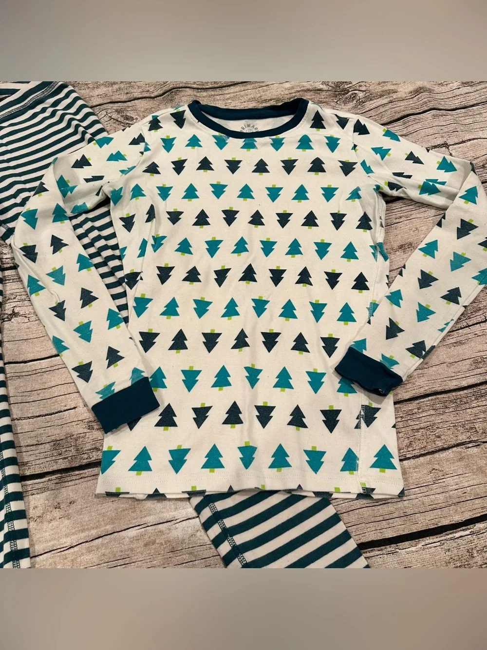 Primary Unisex Kids Mixed Print Pajama Set, Long Sleeve & Pants Organic Size 14